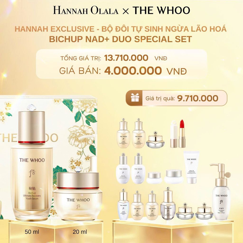 DEAL 3: HANNAH EXCLUSIVE - BỘ ĐÔI TỰ SINH NGỪA LÃO HOÁ THE WHOO BICHUP NAD+ DUO SPECIAL SET