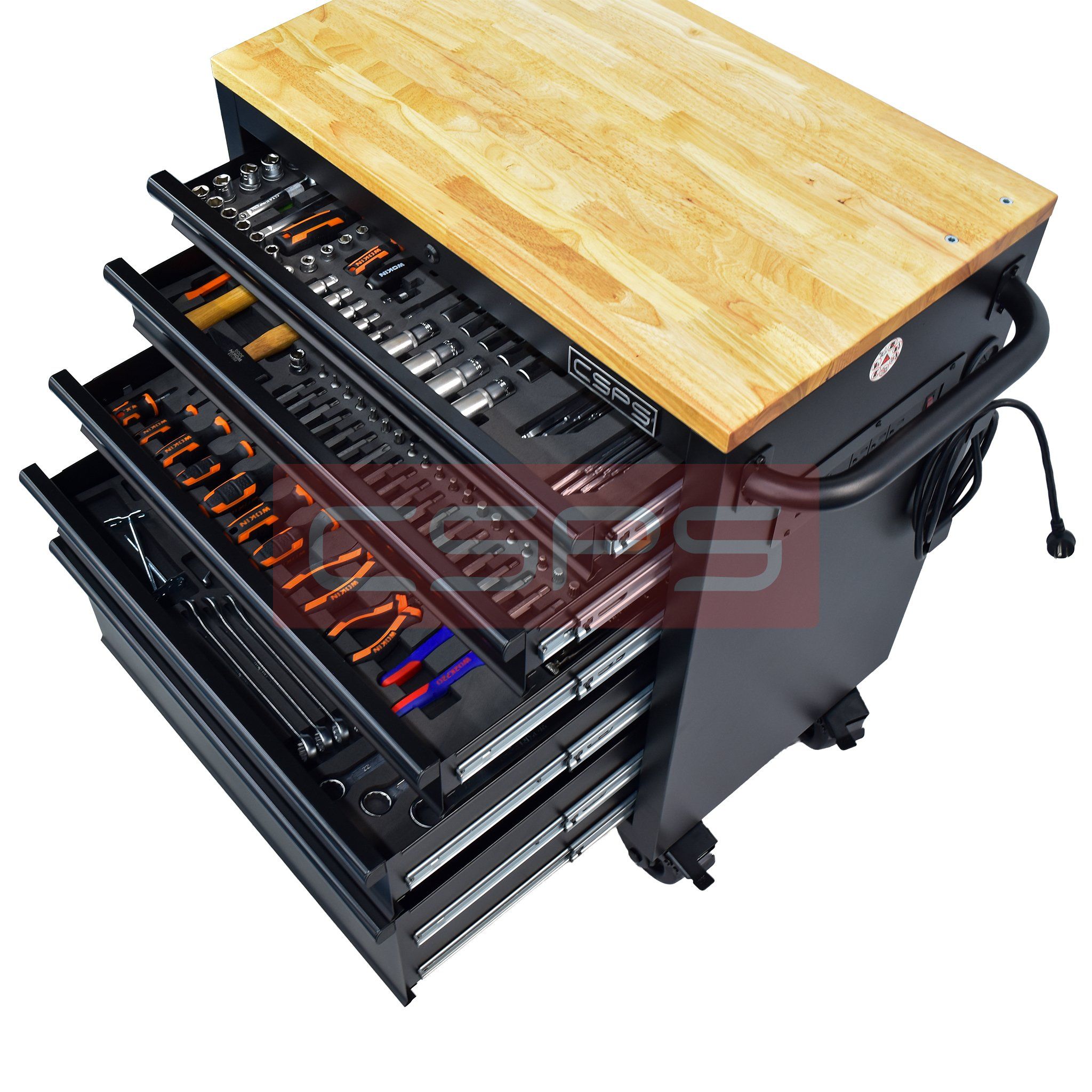 Tủ dụng cụ CSPS 76cm - 05 hộc kéo không nâng hạ màu đen/ xanh