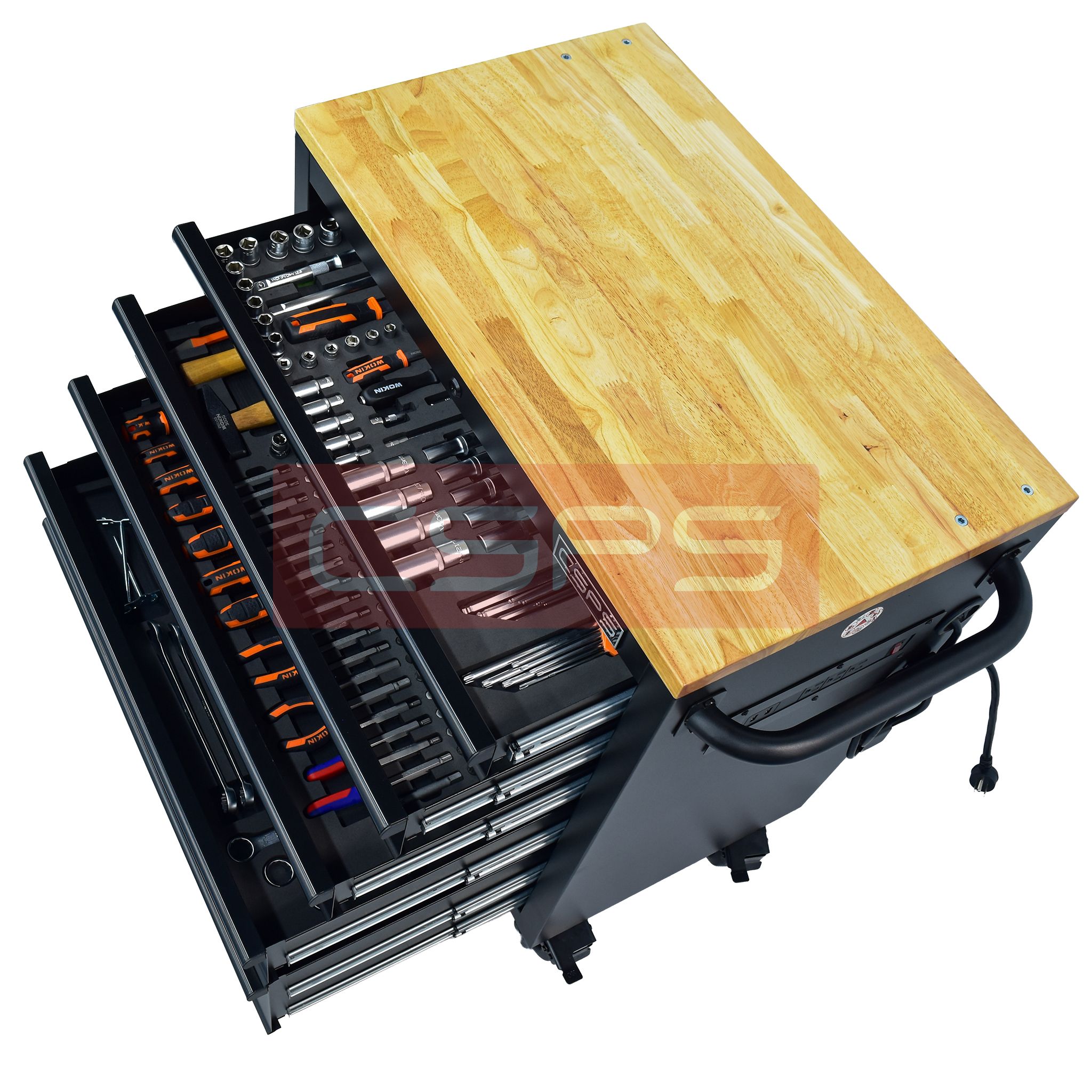 Tủ dụng cụ CSPS 76cm - 05 hộc kéo không nâng hạ màu đen/ xanh