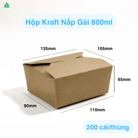 Hộp Giấy Kraft Nắp Gài 800ml / Hộp giấy đựng thực phẩm, trái cây