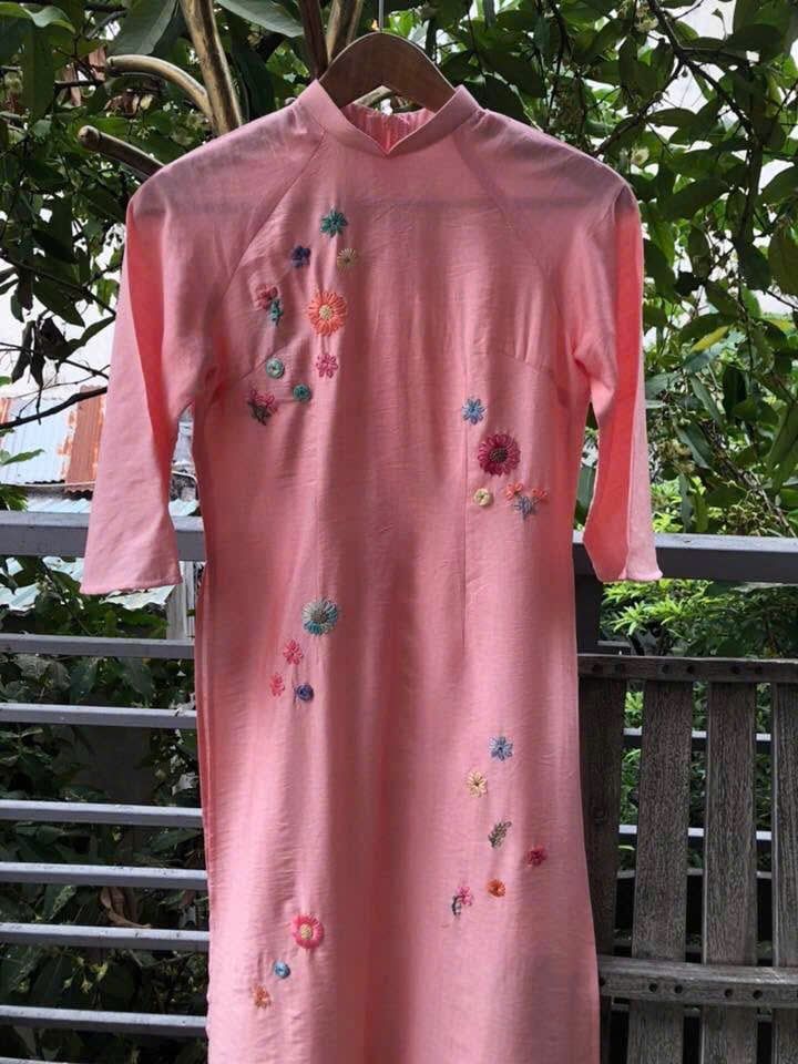 AD Linen - Hồng dâu - Thêu hoa
