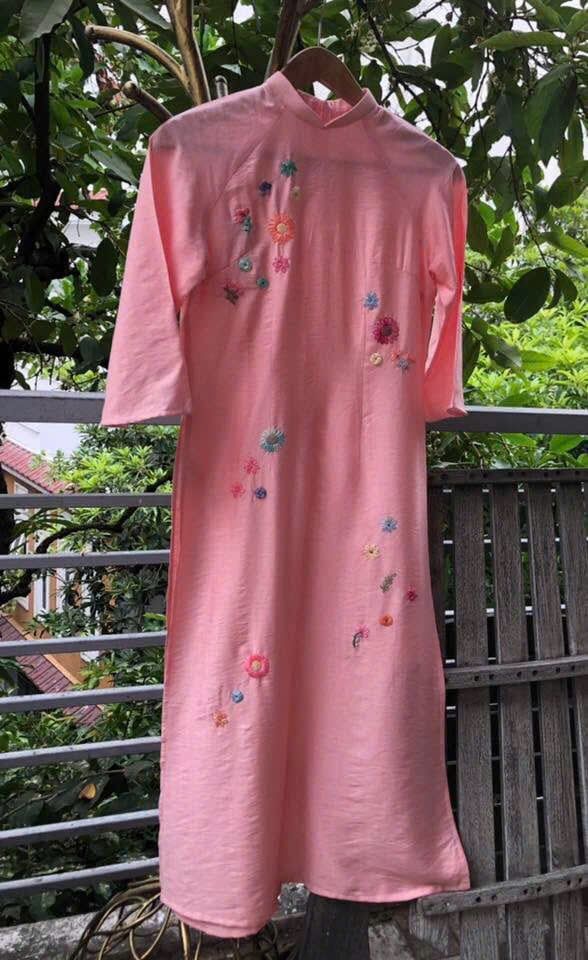 AD Linen - Hồng dâu - Thêu hoa