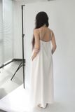 Đầm xếp li cổ yếm - Trắng - D0716