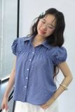 Áo sơ mi kiểu nhún ngực - Xanh - T1116