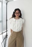 Áo tay phồng cổ lá sen - Trắng - T1117