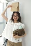 Áo tay phồng cổ lá sen - Trắng - T1117