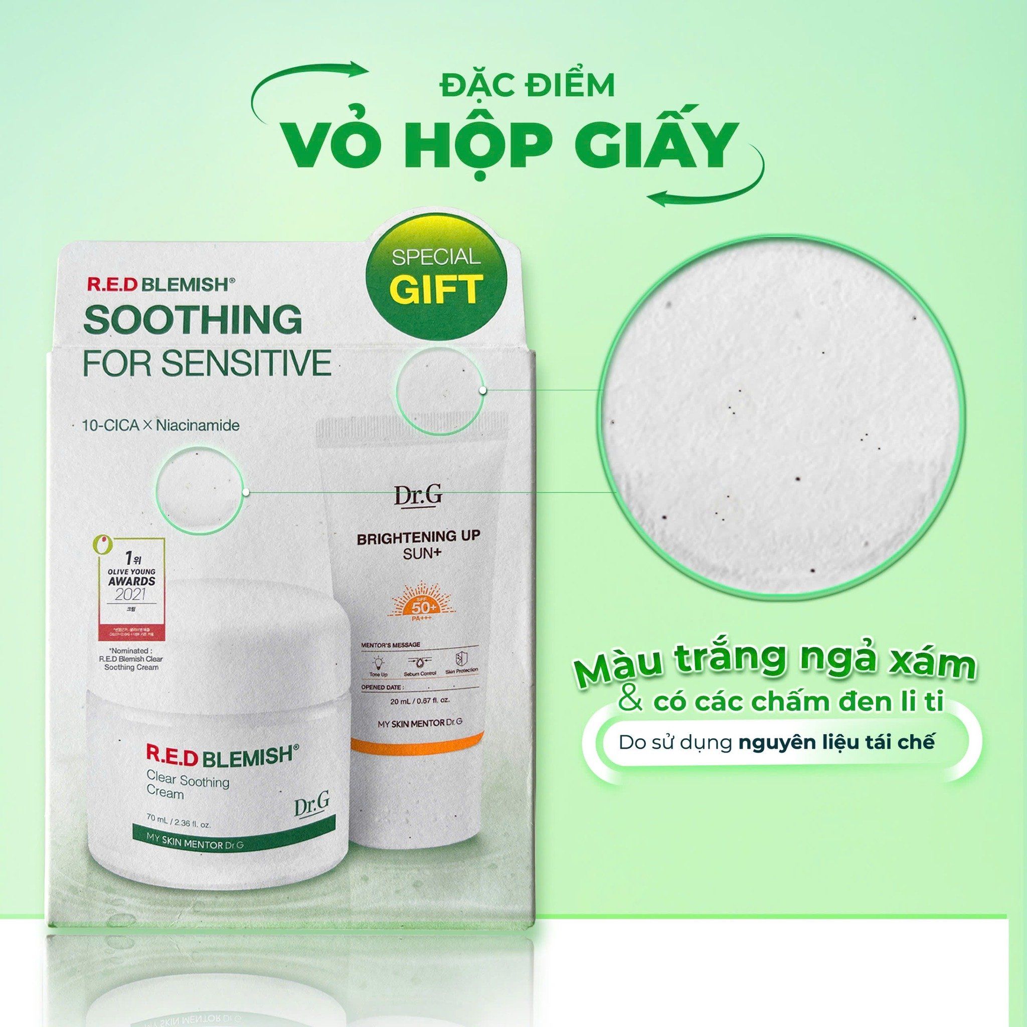 (Mẫu mới) Kem Dưỡng ẩm Làm Dịu, Phục Hồi Da DR.G R.E.D Blemish Clear Soothing Cream 70ml