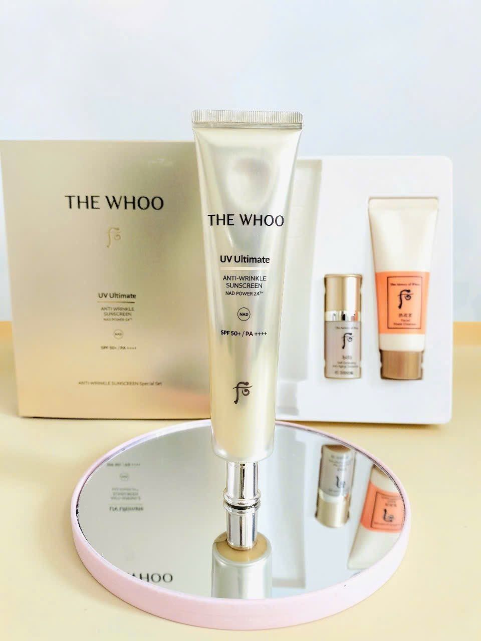 Kem Chống Nắng The Whoo UV Ultimate Anti Wrinkle Sunscreen Special Set SPF50+ PA++++ (3 món)