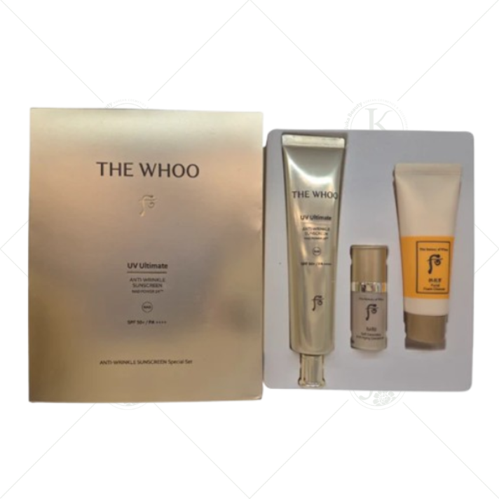 Kem Chống Nắng The Whoo UV Ultimate Anti Wrinkle Sunscreen Special Set SPF50+ PA++++ (3 món)