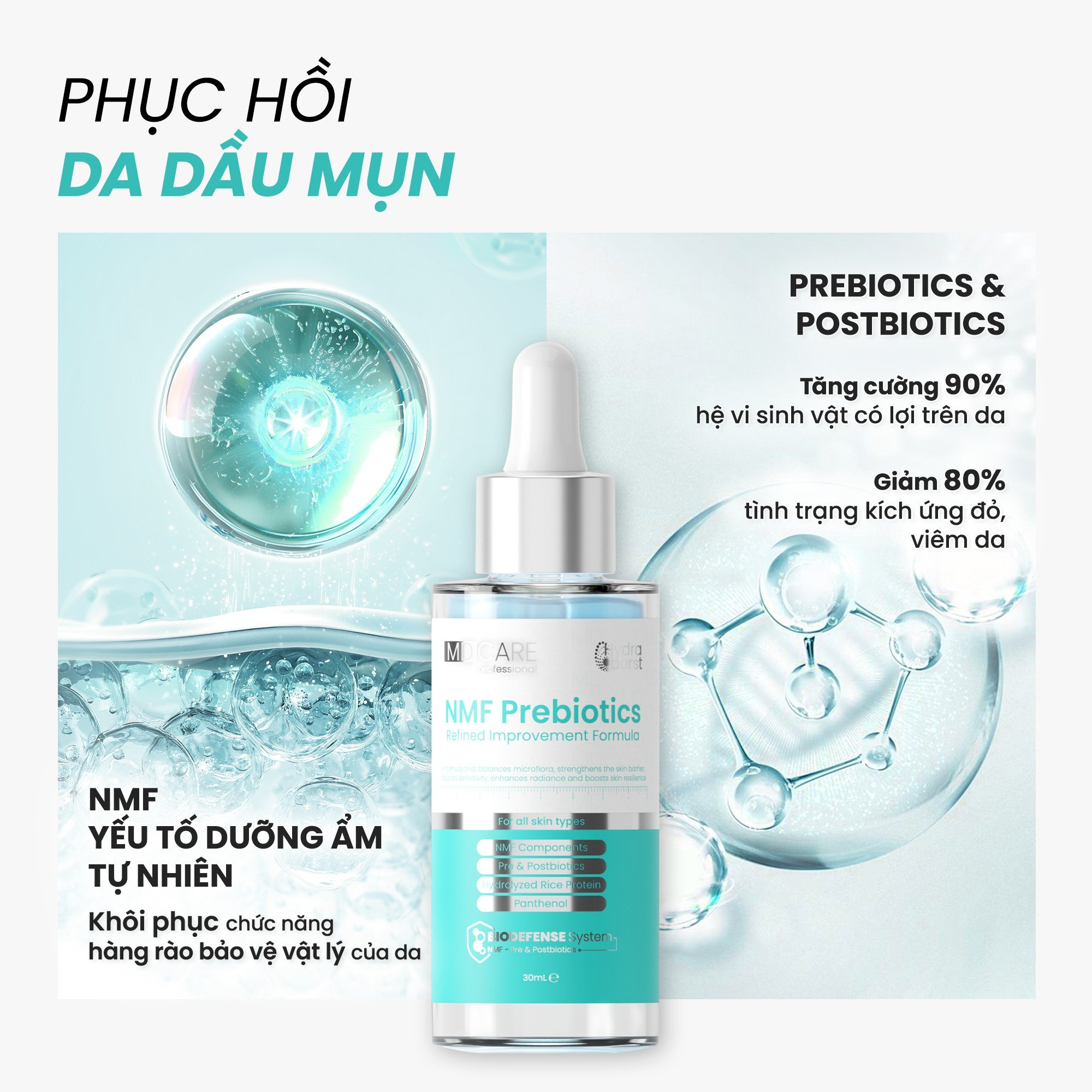 Tinh Chất Cân Bằng Lợi Khuẩn Phục Hồi Da MD CARE NMF Prebiotics Refined Improvement Formula 30ml