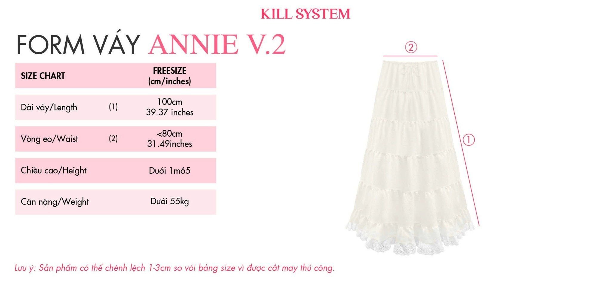 Chân váy dài hai lớp nhiều tầng ANNIE V2 phối ren