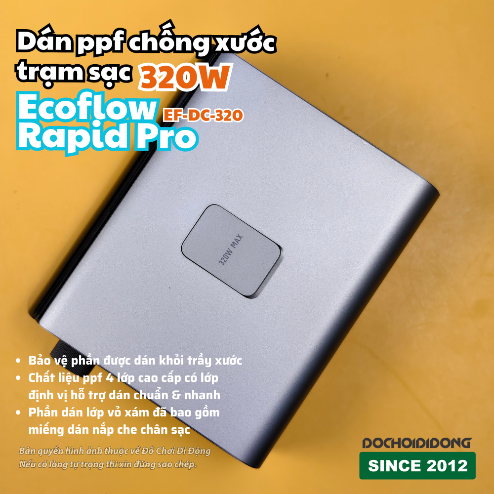 Bộ Dán PPF Chống Trầy Xước Full Body Cho Trạm Sạc Ecoflow Rapid Pro 320W (EF-DC-320)