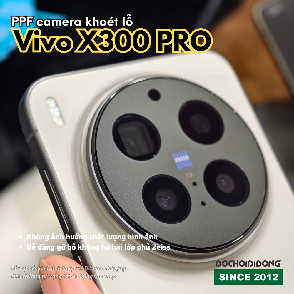 Combo 2 Miếng dán PPF chống trầy xước camera khoét lỗ Vivo X200s X200 X300 Pro Mini Ultra