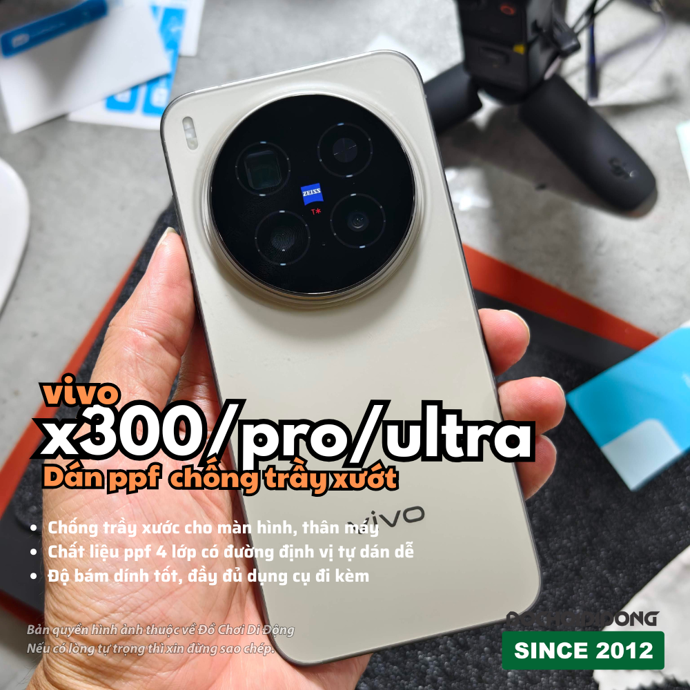 Dán PPF Full Body Chống Trầy Xước Cho Vivo X300 / Pro / Ultra (Nhiều Tùy Chọn Nhám/Bóng, Lưng/Viền)