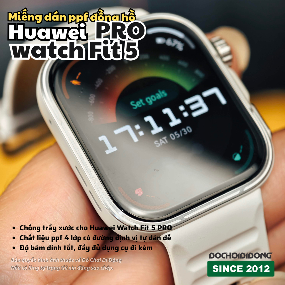 Miếng Dán PPF Full Bộ Huawei Watch Fit 5 - 5 Pro – Bảo Vệ Màn Hình, Viền Và Mặt Đáy Chống Trầy Xước