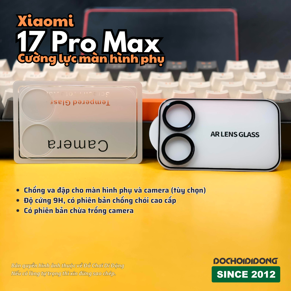 Kính Cường Lực 9H Bảo Vệ Màn Hình Phụ & Camera Xiaomi 17 Pro Max (Bản Chống Chói AR & Bản Thường)