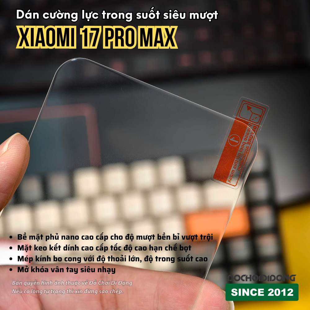 Dán Cường Lực ZACASE Trong Suốt Siêu Mượt Cho Xiaomi 17 / 17 Pro / 17 Pro Max (Hỗ Trợ Vân Tay, Full Keo)