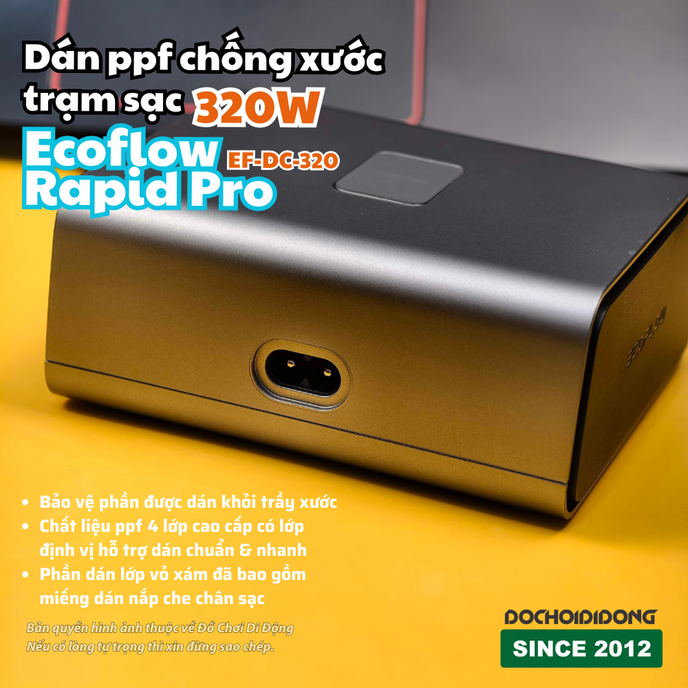 Bộ Dán PPF Chống Trầy Xước Full Body Cho Trạm Sạc Ecoflow Rapid Pro 320W (EF-DC-320)