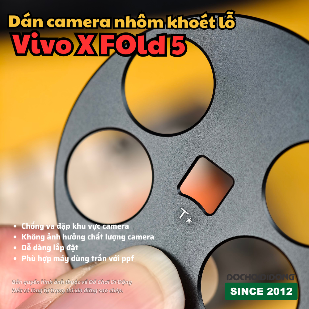 Khung Nhôm Bảo Vệ Camera Vivo X Fold 5 - Dán Chống Va Đập, Trầy Xước (Thiết Kế Khoét Lỗ)