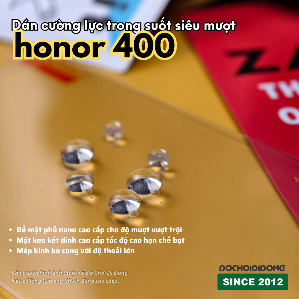 Kính Cường Lực Trong Suốt Siêu Mượt Cho Honor 400 (Màn Hình Phẳng)
