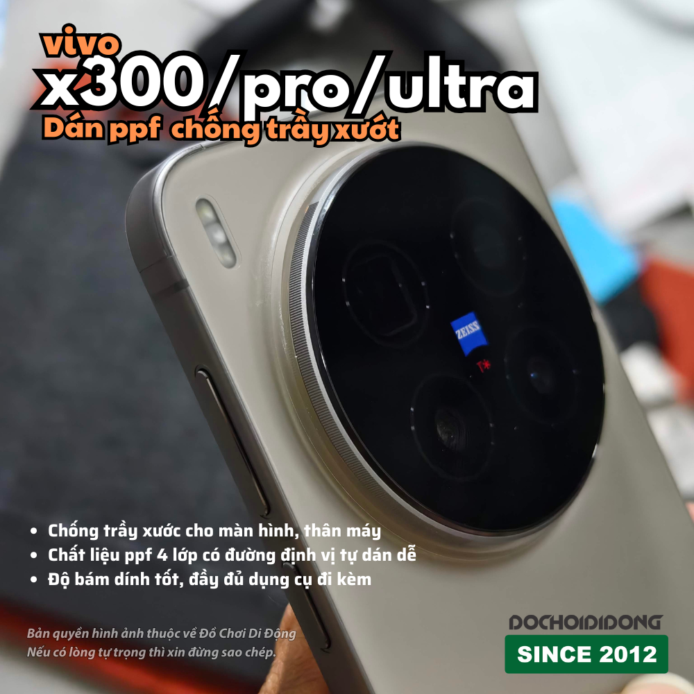 Dán PPF Full Body Chống Trầy Xước Cho Vivo X300 / Pro / Ultra (Nhiều Tùy Chọn Nhám/Bóng, Lưng/Viền)