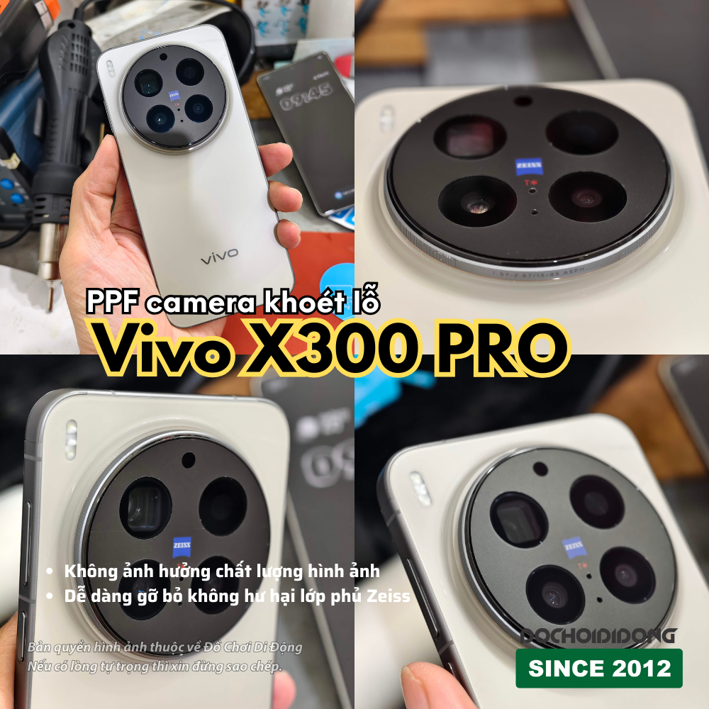Combo 2 Miếng dán PPF chống trầy xước camera khoét lỗ Vivo X200s X200 X300 Pro Mini Ultra