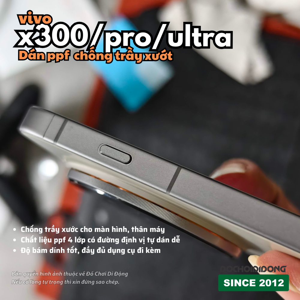 Dán PPF Full Body Chống Trầy Xước Cho Vivo X300 / Pro / Ultra (Nhiều Tùy Chọn Nhám/Bóng, Lưng/Viền)