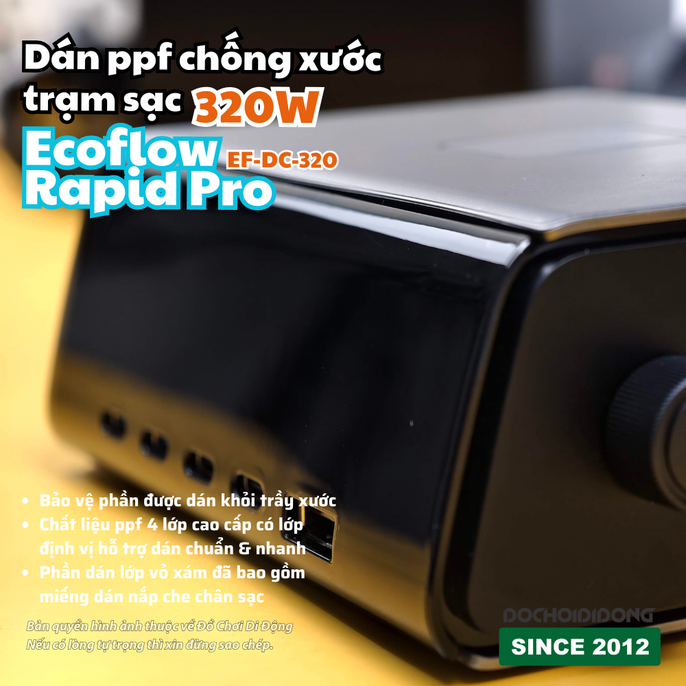 Bộ Dán PPF Chống Trầy Xước Full Body Cho Trạm Sạc Ecoflow Rapid Pro 320W (EF-DC-320)