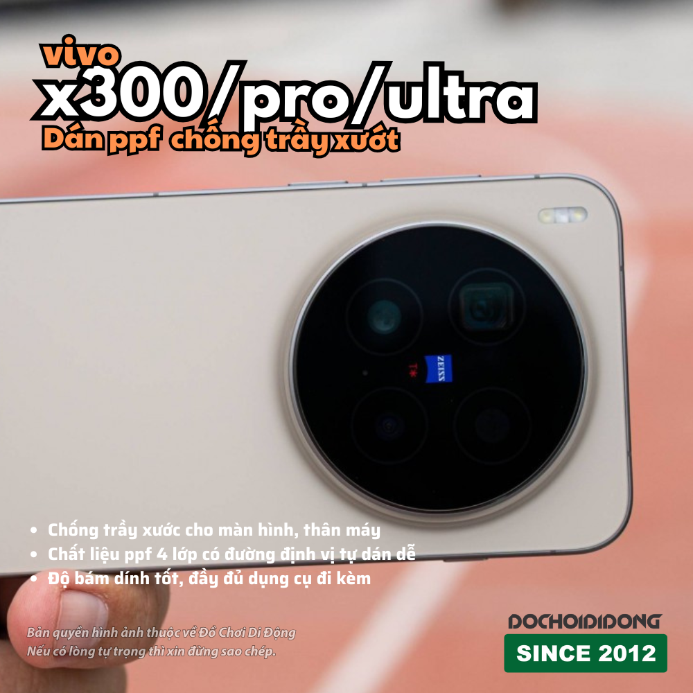 Dán PPF Full Body Chống Trầy Xước Cho Vivo X300 / Pro / Ultra (Nhiều Tùy Chọn Nhám/Bóng, Lưng/Viền)