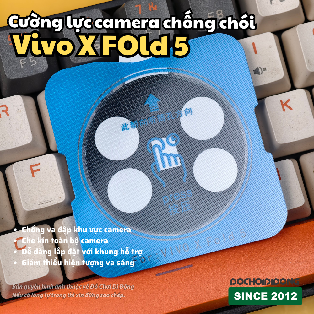 Kính Cường Lực Camera Chống Chói Cho Vivo X Fold 5 (Kèm Khung Hỗ Trợ Tự Dán)