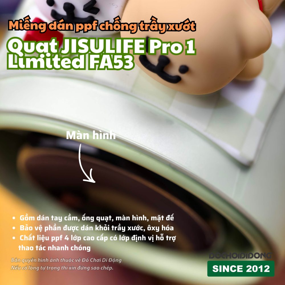 Miếng Dán PPF 4 Lớp Quạt JISULIFE Pro 1 Limited FA53 - Bảo Vệ Toàn Diện Tay Cầm, Ống Quạt, Màn Hình & Đế