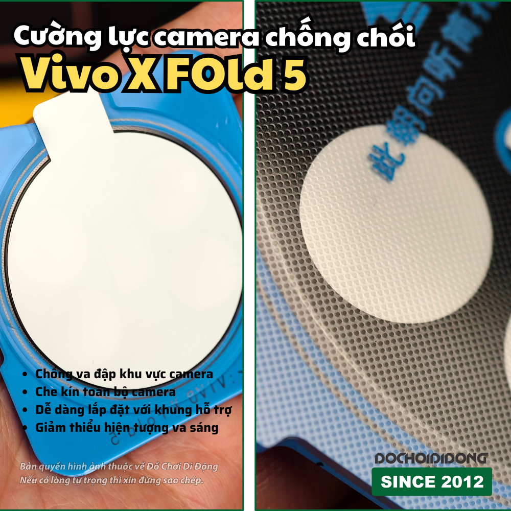 Kính Cường Lực Camera Chống Chói Cho Vivo X Fold 5 (Kèm Khung Hỗ Trợ Tự Dán)