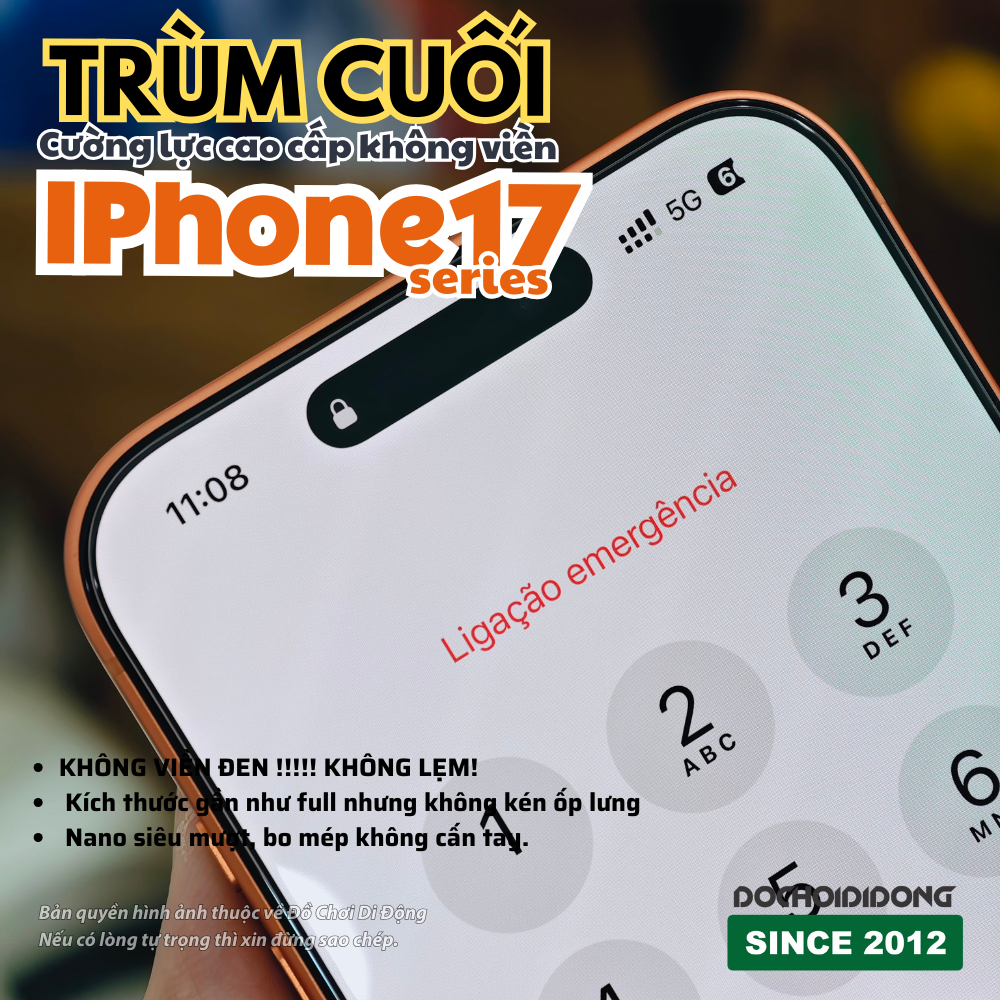 Trùm Cuối Dán Kính Cường Lực Cao Cấp KHÔNG VIỀN ĐEN Cho iPhone 16 17 Pro Max