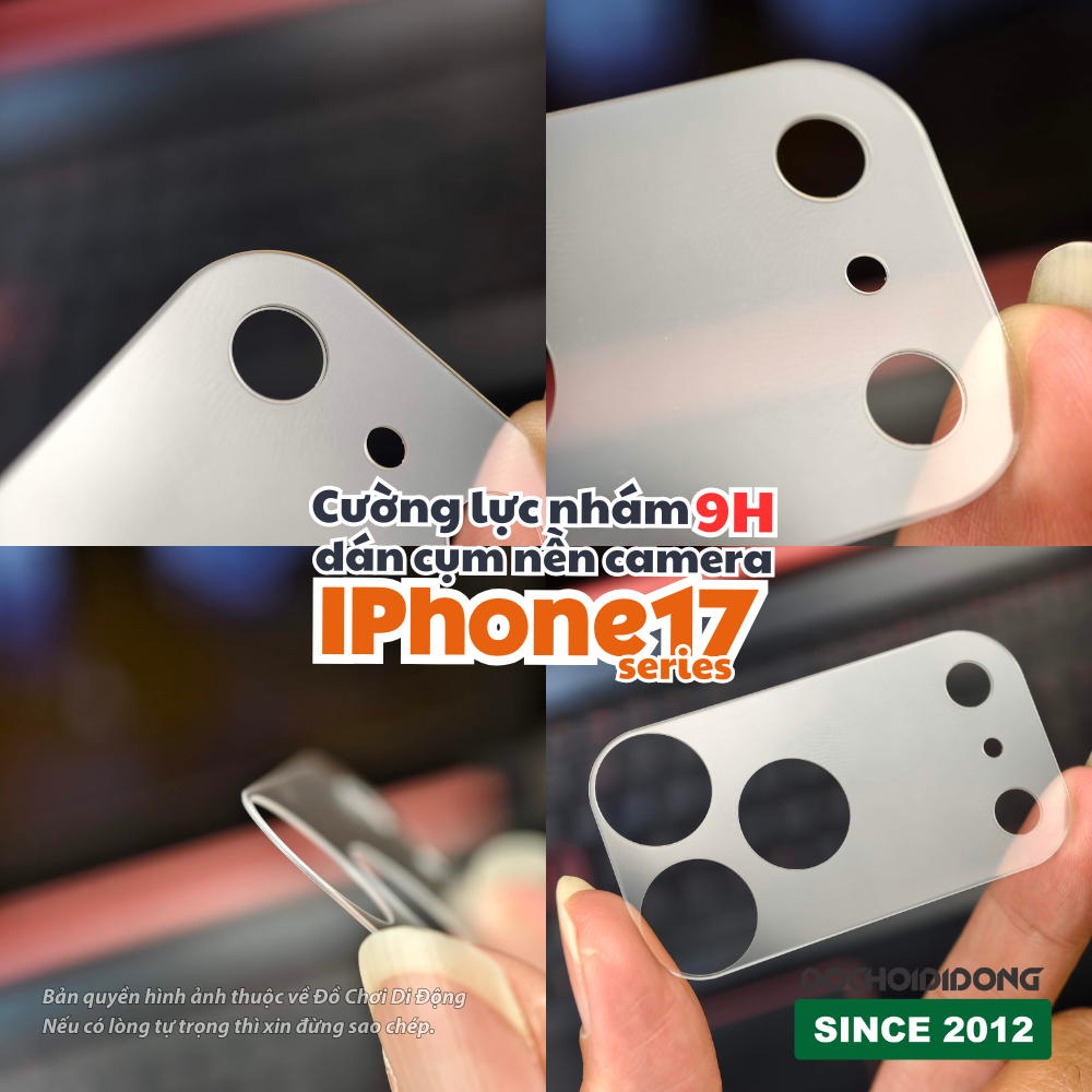 Kính Cường Lực Nhám 9H Bảo Vệ Nền Camera iPhone 17 Pro / 17 Pro Max (Chống Va Đập, Chống Vân Tay)