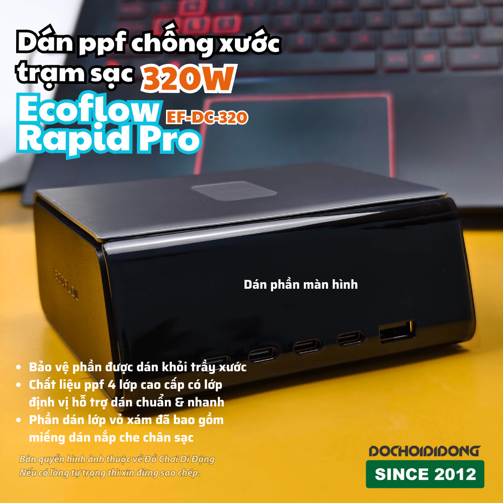 Bộ Dán PPF Chống Trầy Xước Full Body Cho Trạm Sạc Ecoflow Rapid Pro 320W (EF-DC-320)
