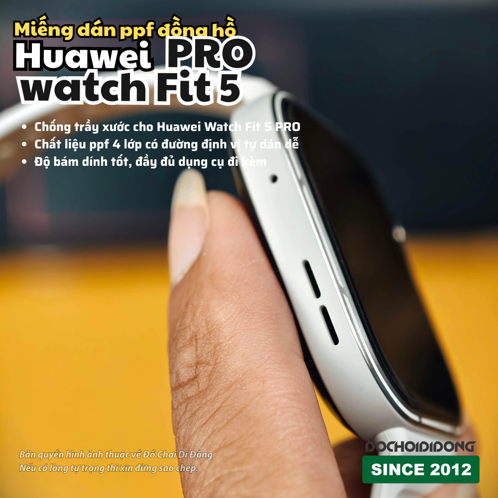 Miếng Dán PPF Full Bộ Huawei Watch Fit 5 - 5 Pro – Bảo Vệ Màn Hình, Viền Và Mặt Đáy Chống Trầy Xước