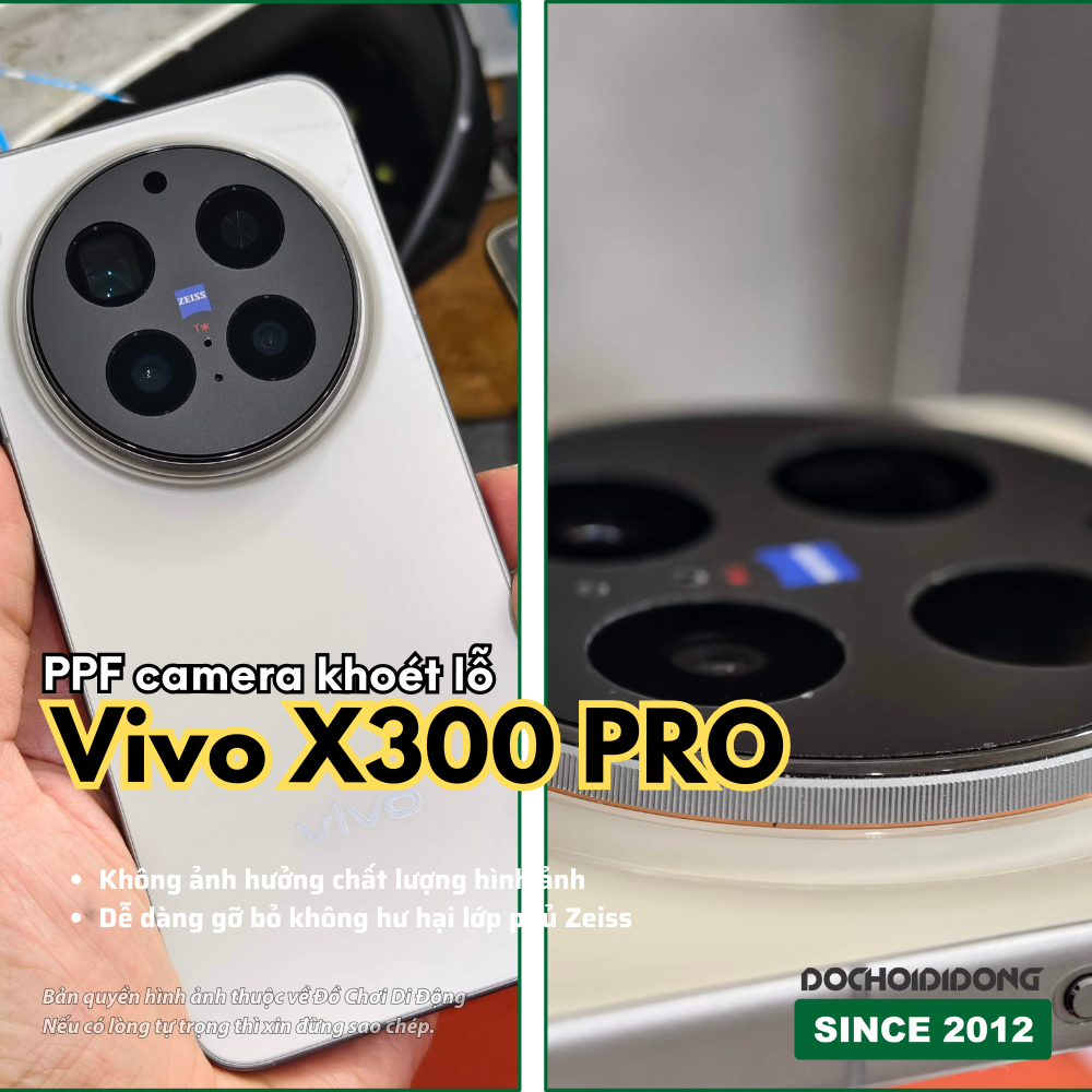 Combo 2 Miếng dán PPF chống trầy xước camera khoét lỗ Vivo X200s X200 X300 Pro Mini Ultra