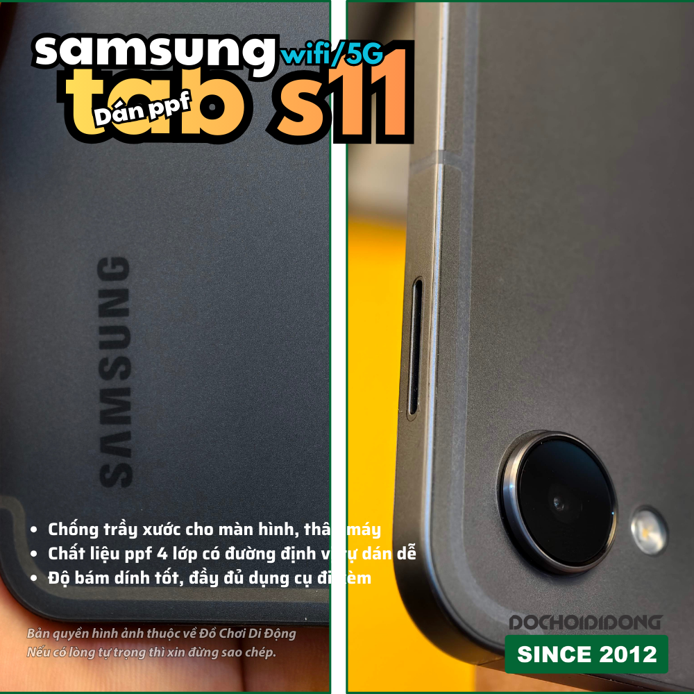 Dán PPF Lưng & Viền Samsung Galaxy Tab S11 (Wifi/5G) - Thiết Kế Rời Dễ Tự Dán Tại Nhà