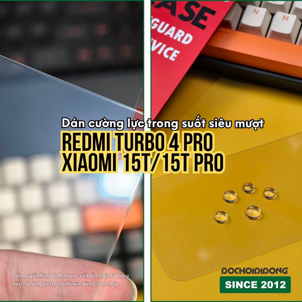 Kính cường lực trong suốt siêu mượt cho Redmi Turbo 4 Pro - Xiaomi 15T Pro