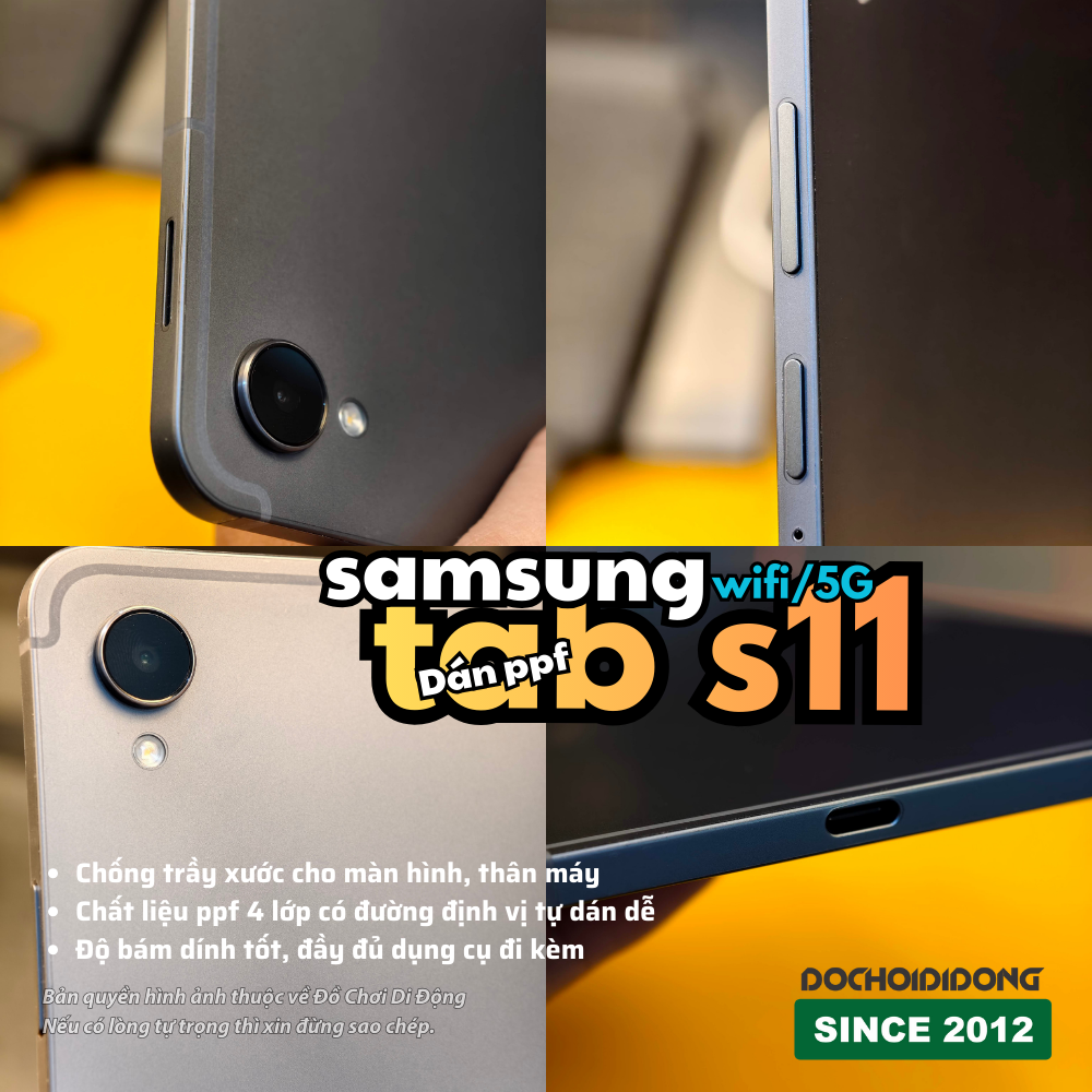Dán PPF Lưng & Viền Samsung Galaxy Tab S11 (Wifi/5G) - Thiết Kế Rời Dễ Tự Dán Tại Nhà