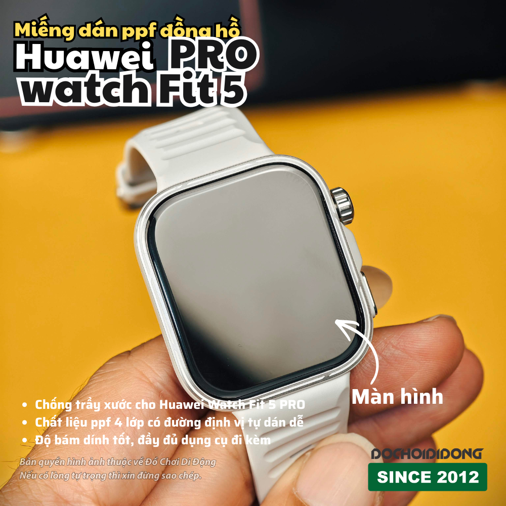 Miếng Dán PPF Full Bộ Huawei Watch Fit 5 - 5 Pro – Bảo Vệ Màn Hình, Viền Và Mặt Đáy Chống Trầy Xước