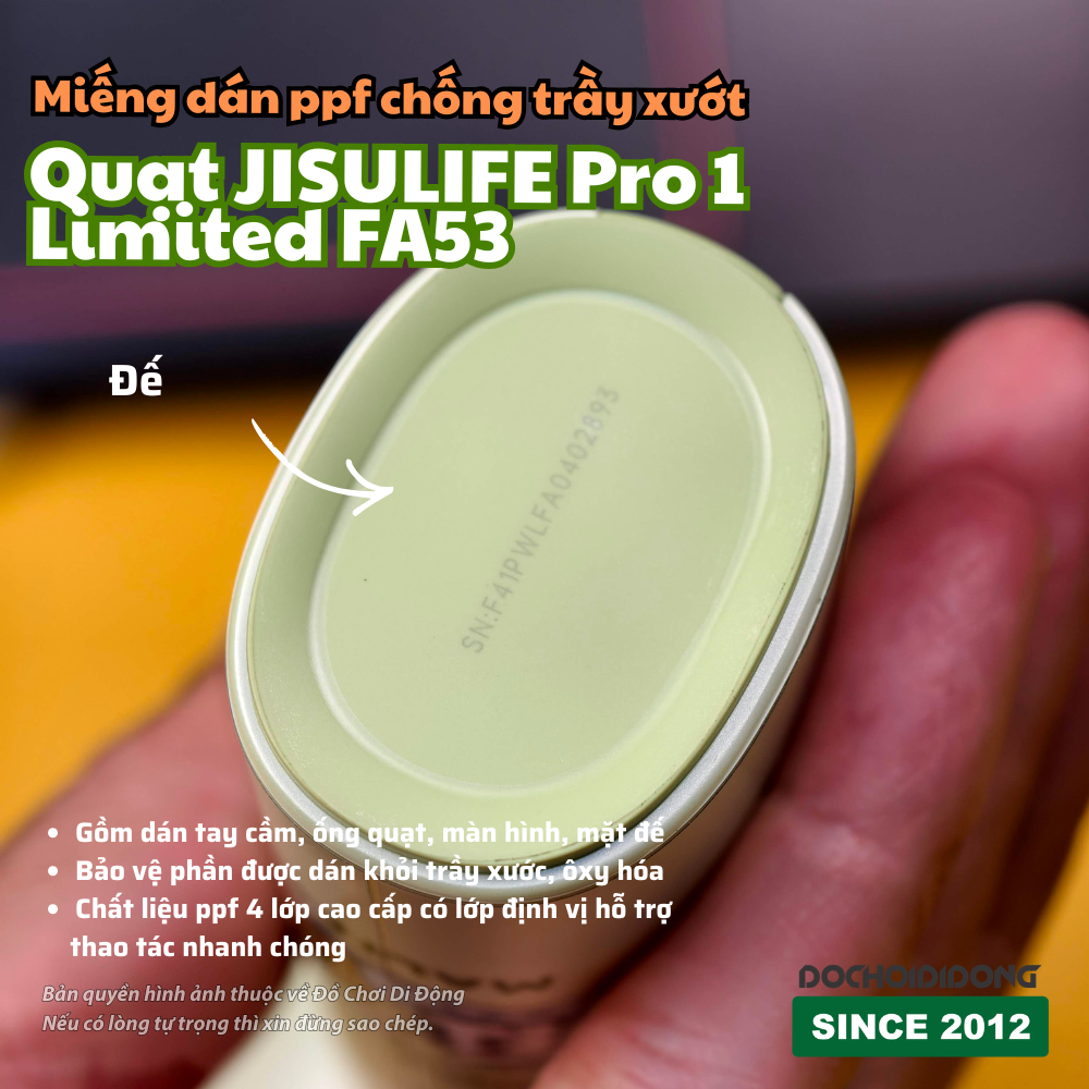 Miếng Dán PPF 4 Lớp Quạt JISULIFE Pro 1 Limited FA53 - Bảo Vệ Toàn Diện Tay Cầm, Ống Quạt, Màn Hình & Đế