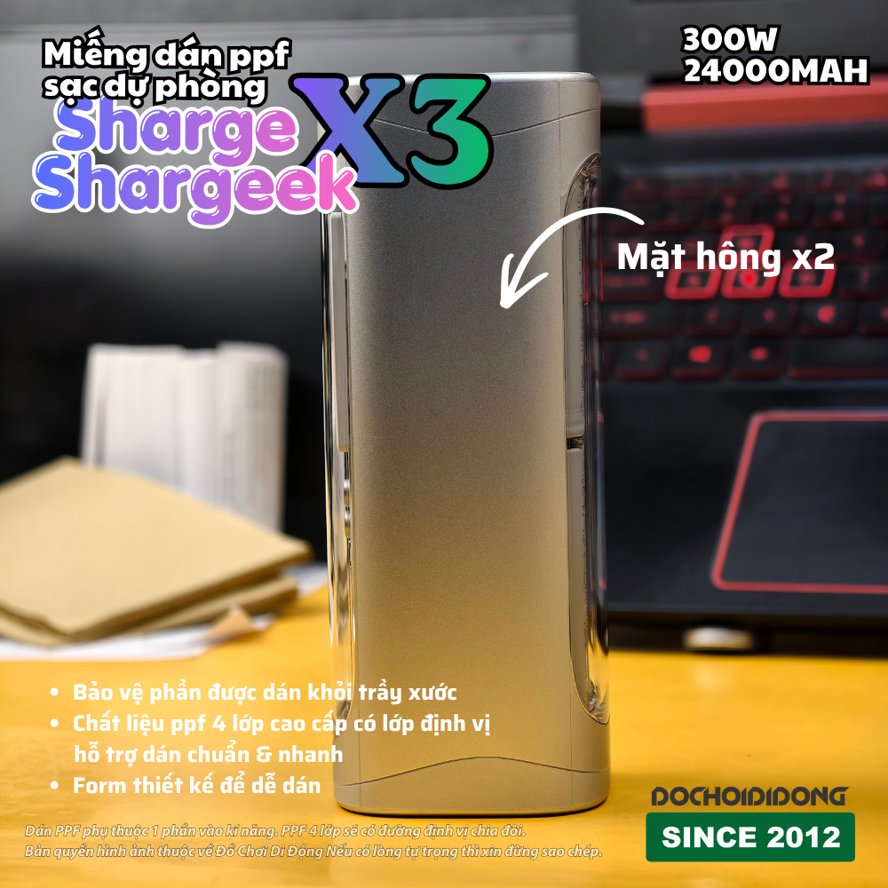Miếng Dán PPF Chống Trầy Xước sạc dự phòng Sharge Shargeek X3 300W 24000mAh Bảo Vệ Màn Hình Vỏ Pin