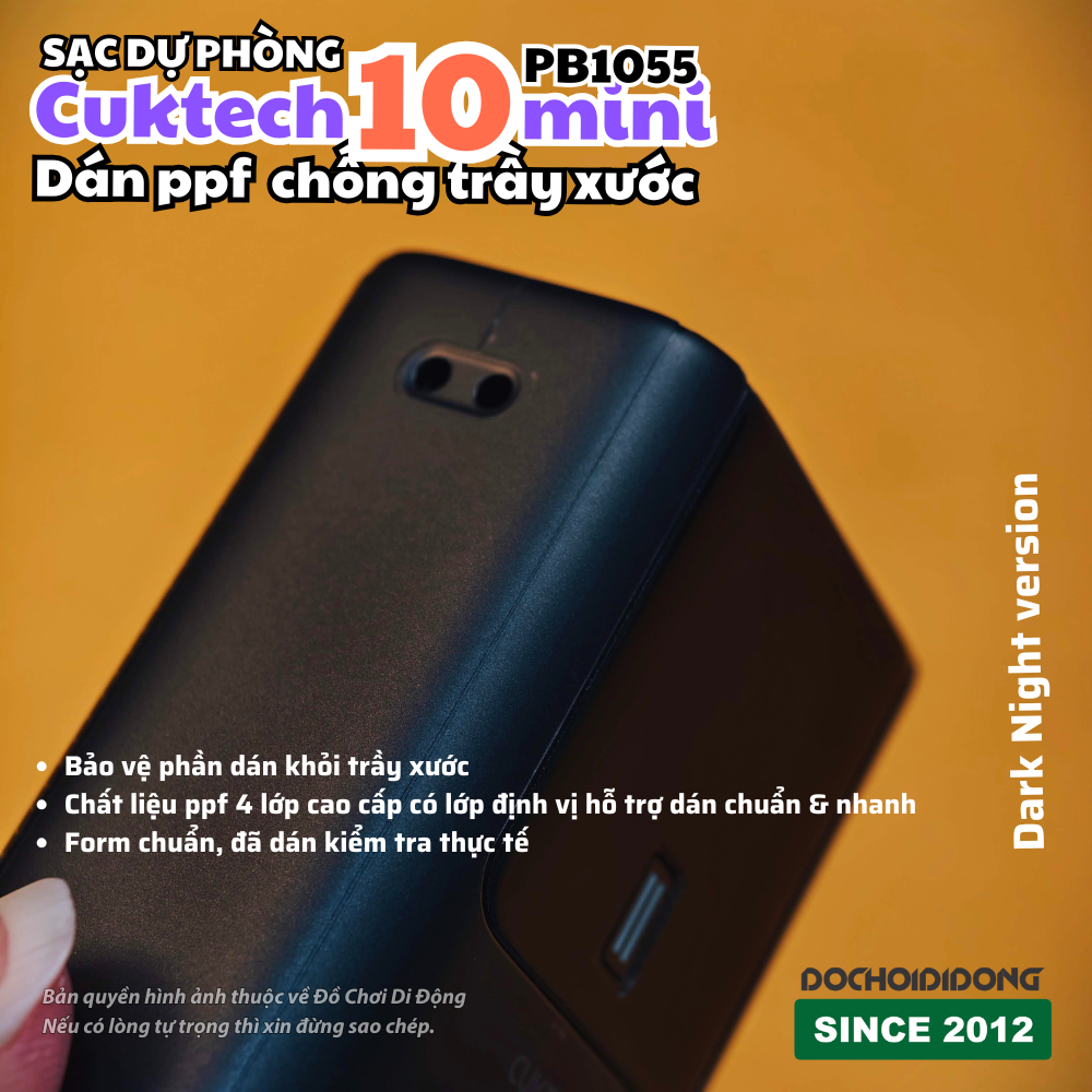 Miếng dán PPF màn hình sạc dự phòng Cuktech 10 Mini Dark Night version trong cao cấp