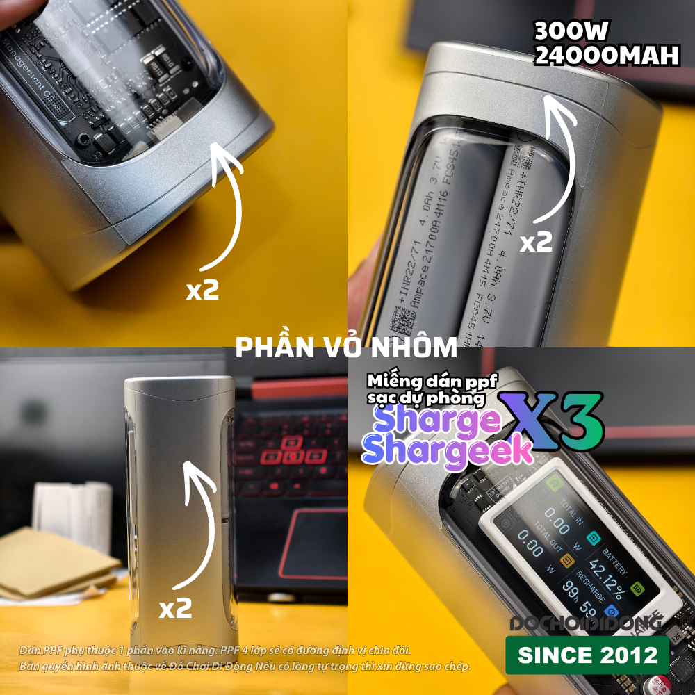 Miếng Dán PPF Chống Trầy Xước sạc dự phòng Sharge Shargeek X3 300W 24000mAh Bảo Vệ Màn Hình Vỏ Pin