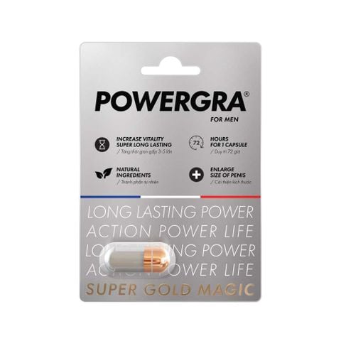 Viên uống tăng kích thước, kéo dài thời gian Powergra For Men (Super Gold Magic) - Vỉ 1 viên