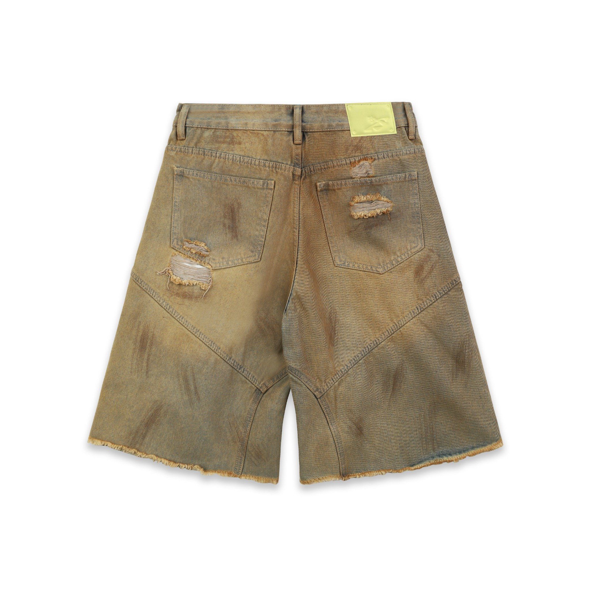 SWE INTERCUT DENIM SHORTS - DUSTED BROWN