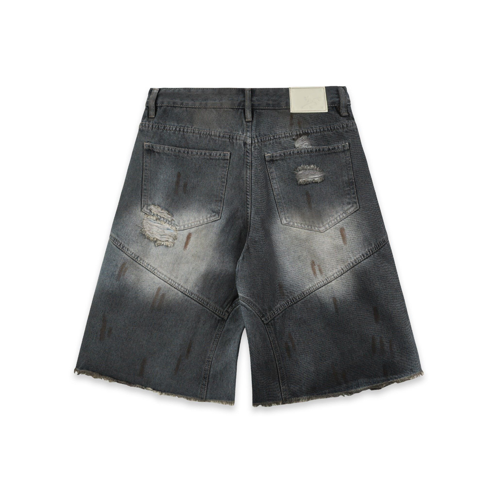 SWE INTERCUT DENIM SHORTS - WASHDED BLACK
