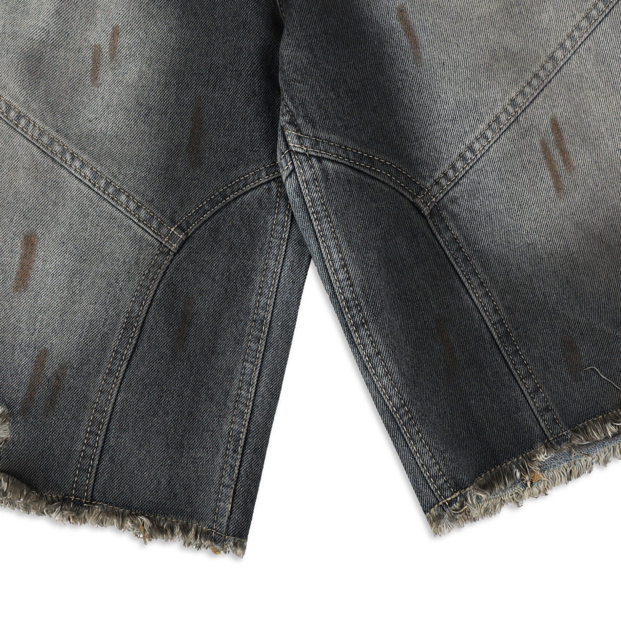 SWE INTERCUT DENIM SHORTS - WASHDED BLACK