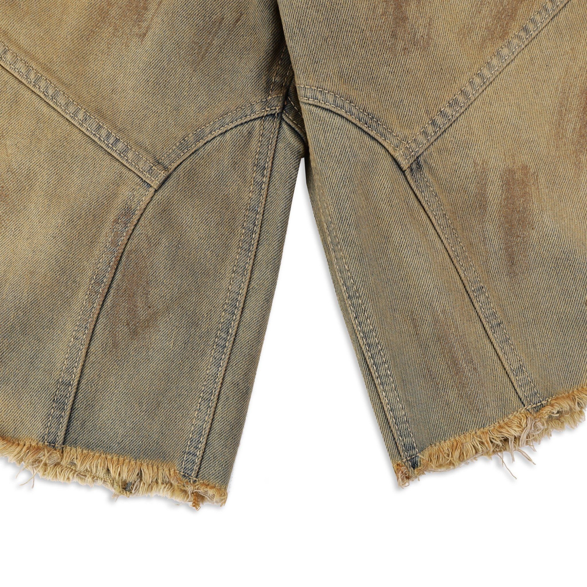 SWE INTERCUT DENIM SHORTS - DUSTED BROWN